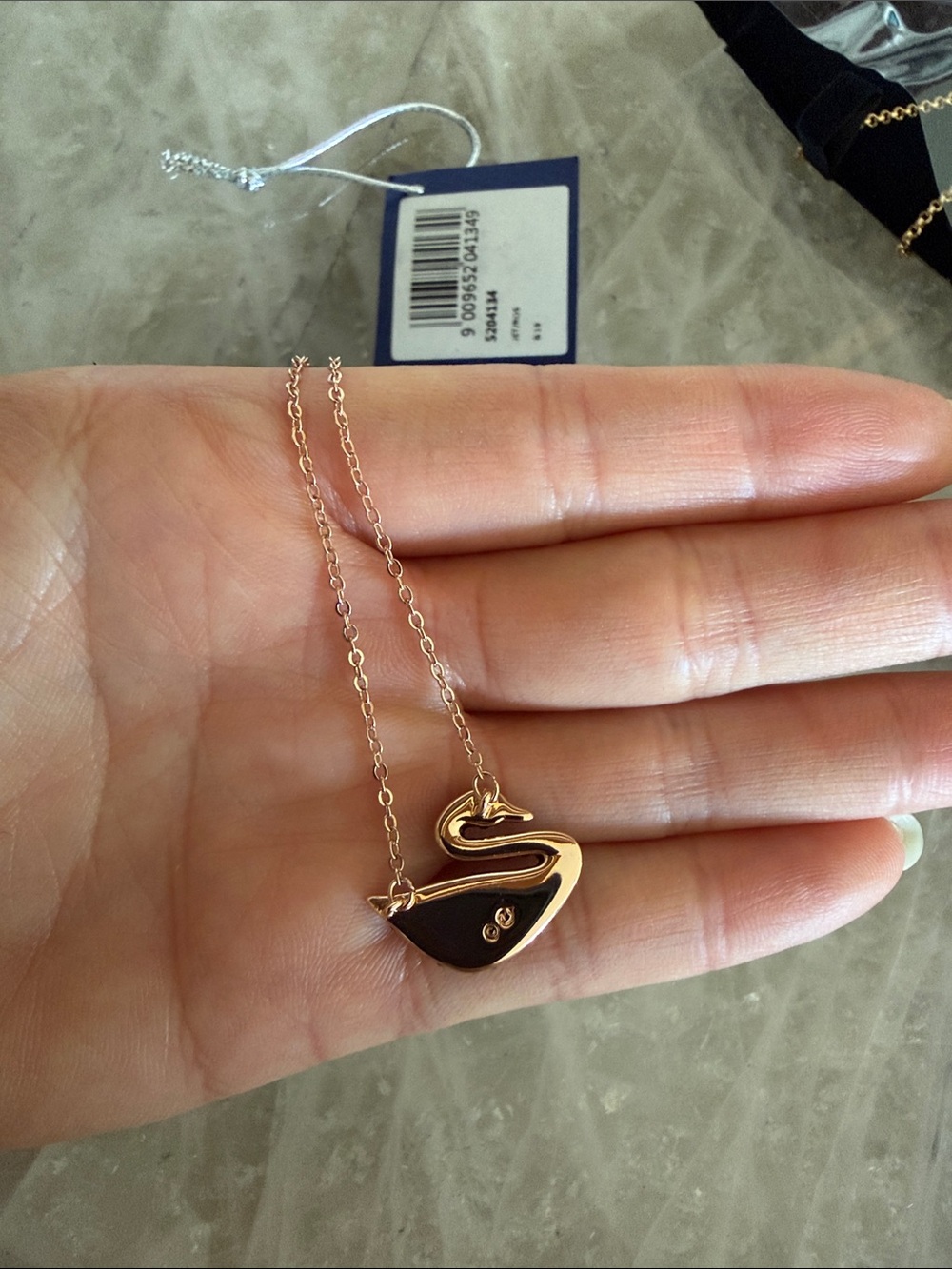 Swarovski Rose Gold and Black Swan Necklace - Picture 2 of 4